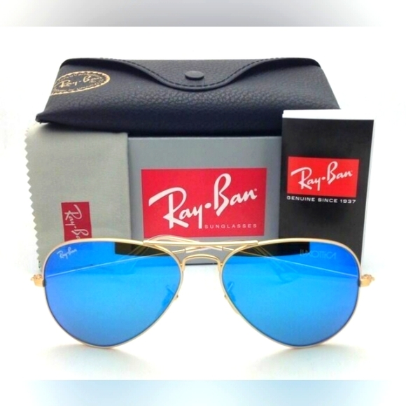 LIKE NEW RayBan Aviator RB3025 Blue Mirror Flash Lens Ray ban Sunglasses - Picture 3 of 16